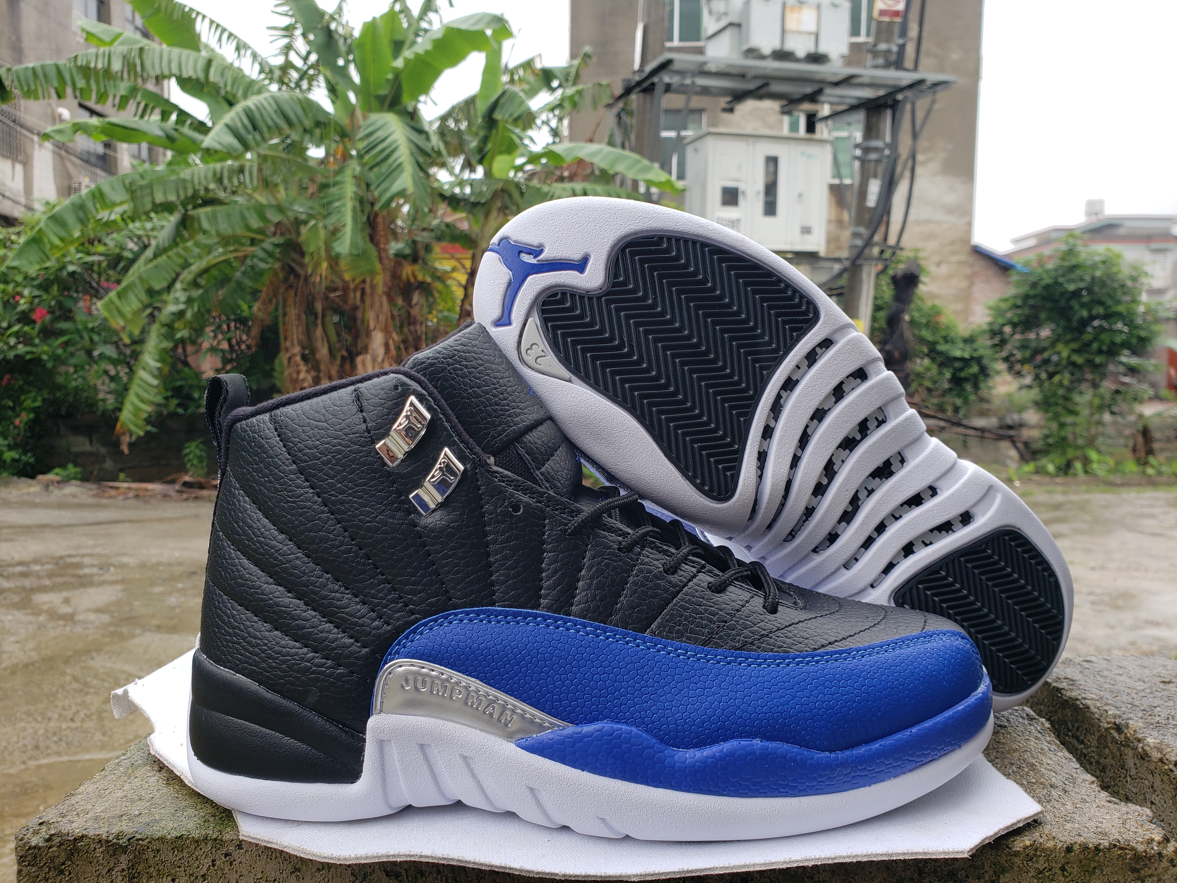 2022 Air Jordan 12 Black Blue White Shoes